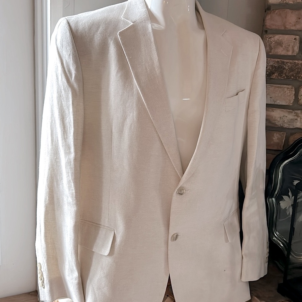 Stafford Signature Classic Fit linen/cotton off white men’s blazer 48 Re…